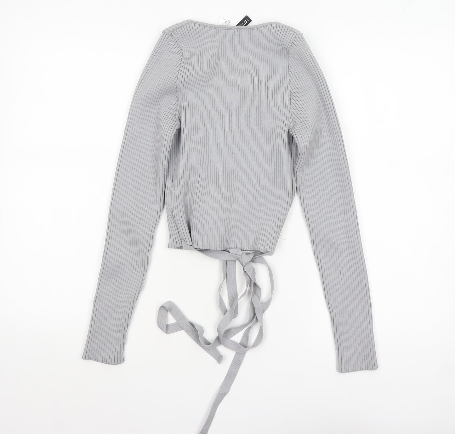 H&M Divided Women’s Grey Wrap Ribbed Knit Jumper Size 12