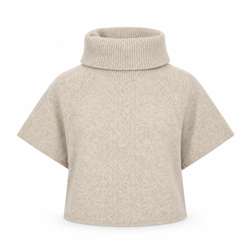 FatFace Women’s Beige Wool Roll Neck Short Sleeve Jumper M
