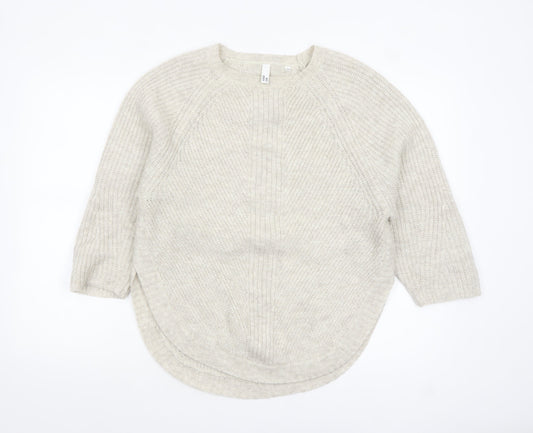 AND/OR Womens Beige Chunky-Knit Pullover Jumper XS Relaxed Fit
