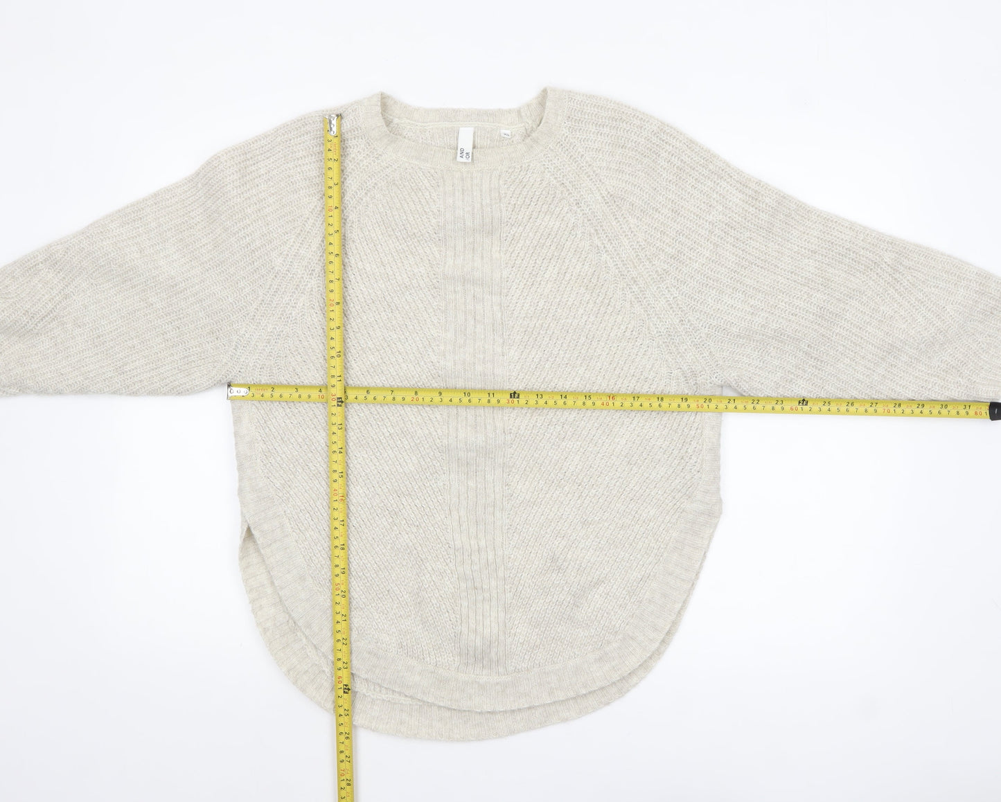 AND/OR Womens Beige Chunky-Knit Pullover Jumper XS Relaxed Fit