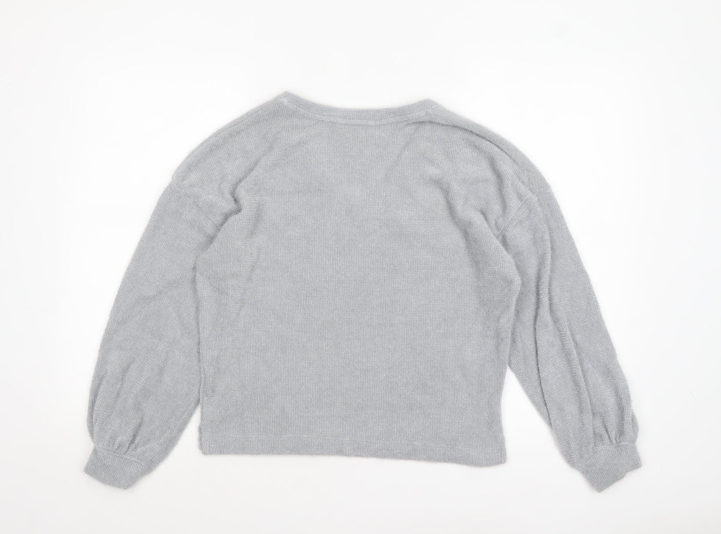Marks and Spencer Women Silver Grey XS Knit V-Neck Pyjama Top
