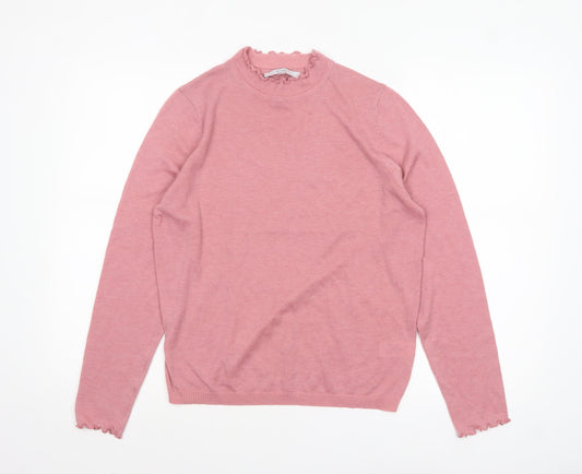 Next Women Pink High Neck Long Sleeve Knit Jumper Size 14