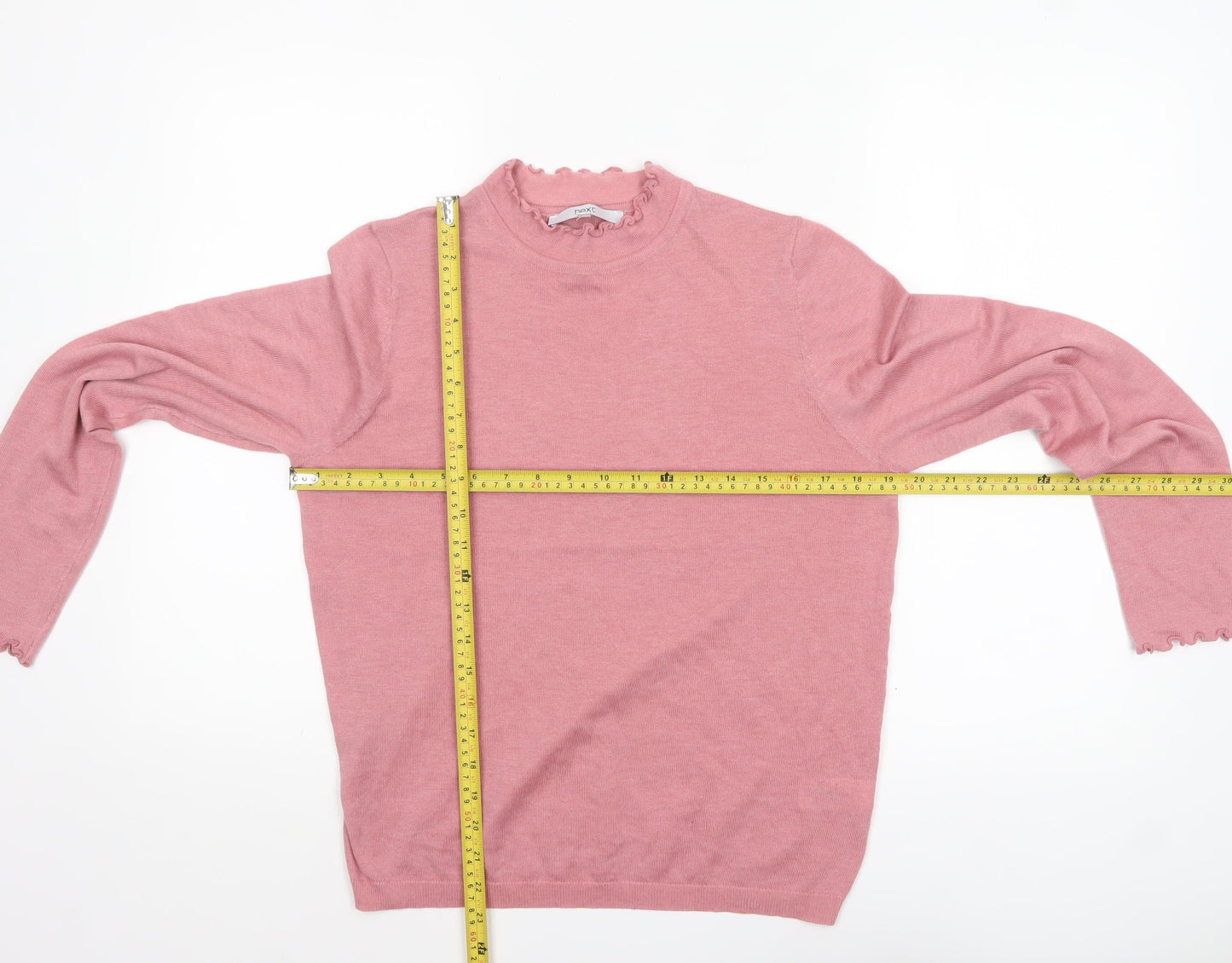 Next Women Pink High Neck Long Sleeve Knit Jumper Size 14
