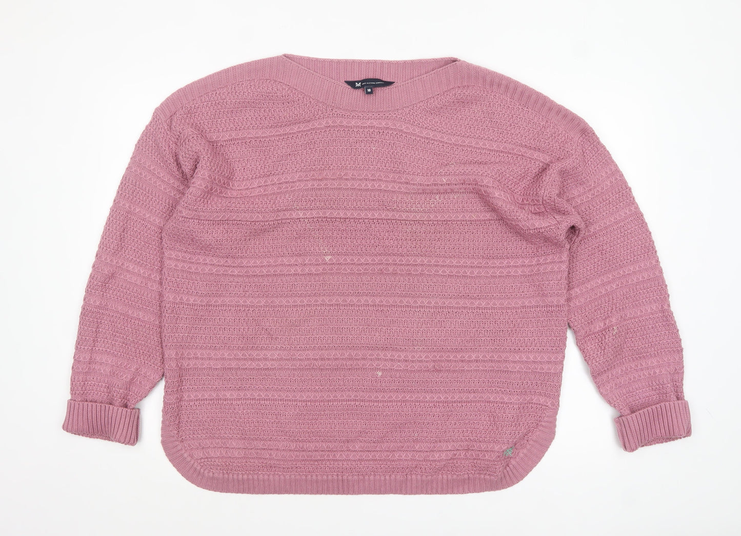 Crew Clothing Company Women's Pink Cotton Acrylic Knit Jumper Size 18