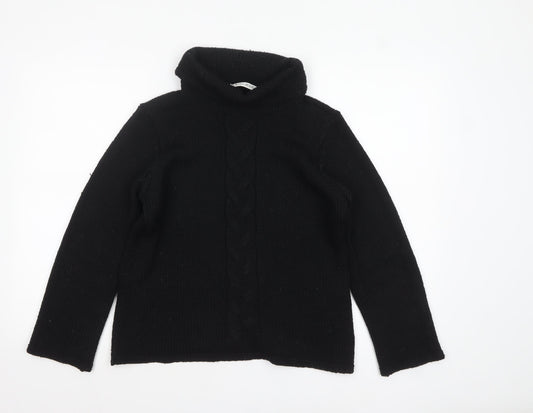 Windsmoor Women's Black Roll Neck Cable Knit Jumper Size S