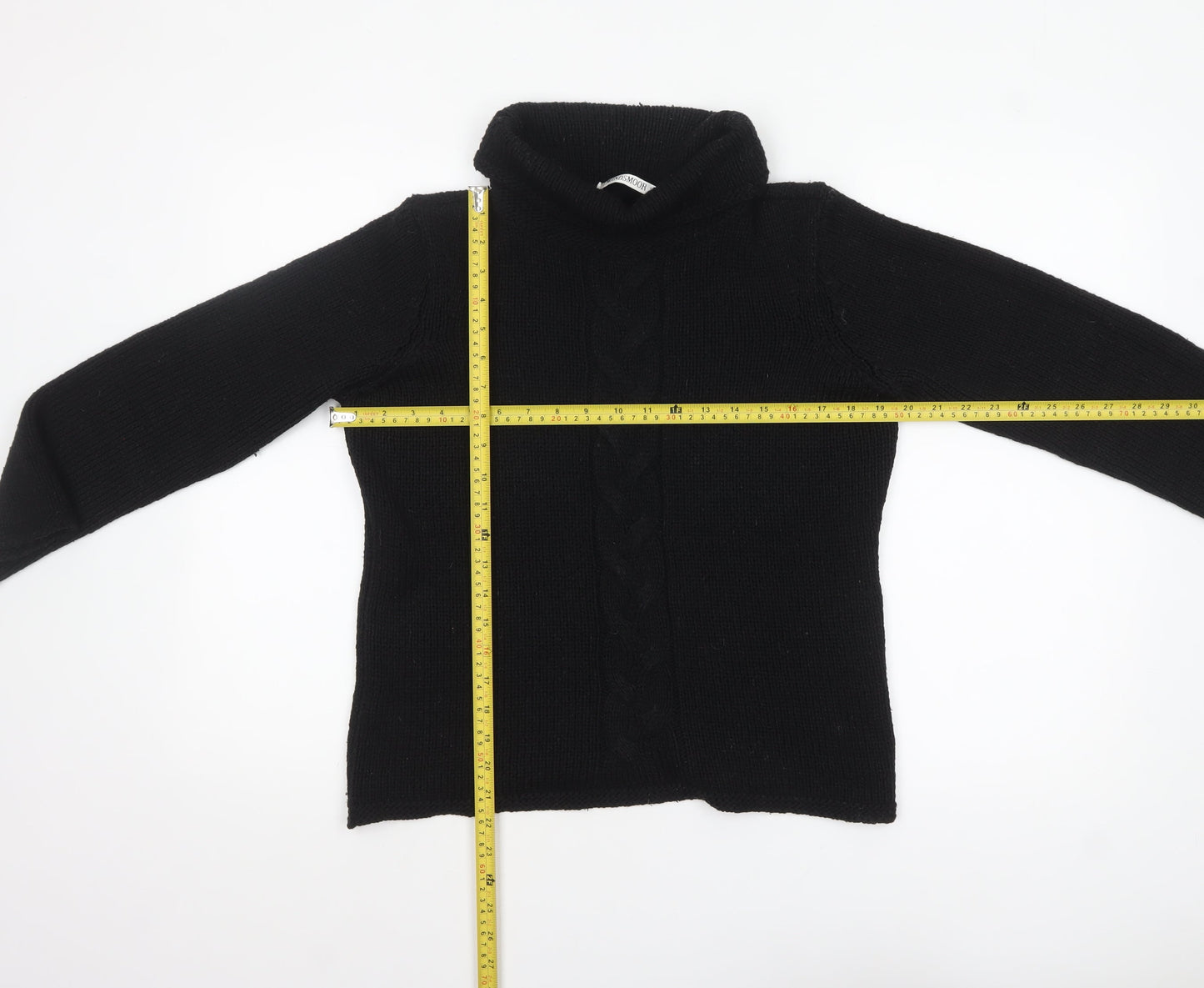 Windsmoor Women's Black Roll Neck Cable Knit Jumper Size S