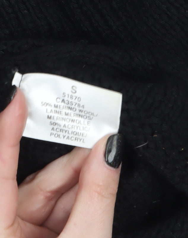 Windsmoor Women's Black Roll Neck Cable Knit Jumper Size S