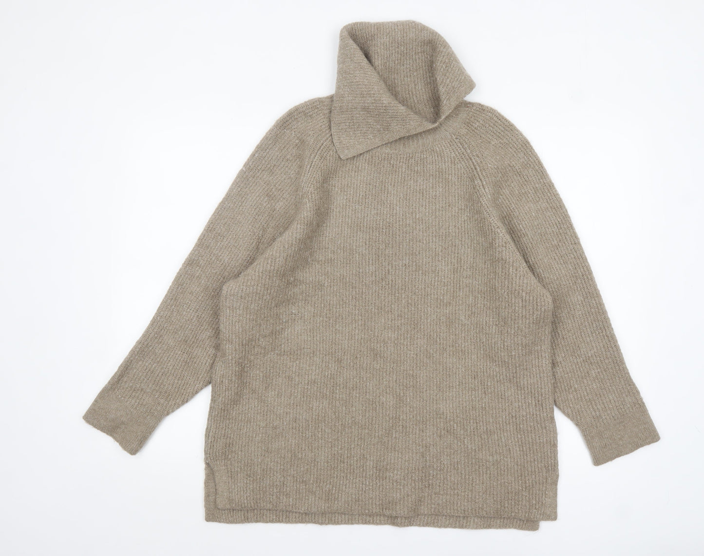 Monsoon Women's Beige Roll Neck Chunky Knit Wool Alpaca Jumper M