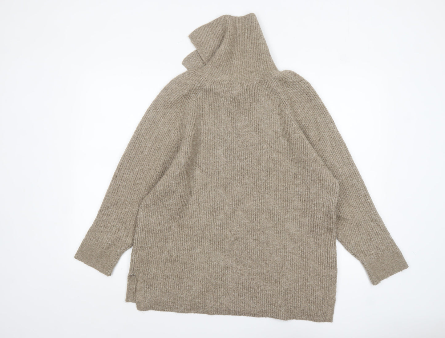 Monsoon Women's Beige Roll Neck Chunky Knit Wool Alpaca Jumper M