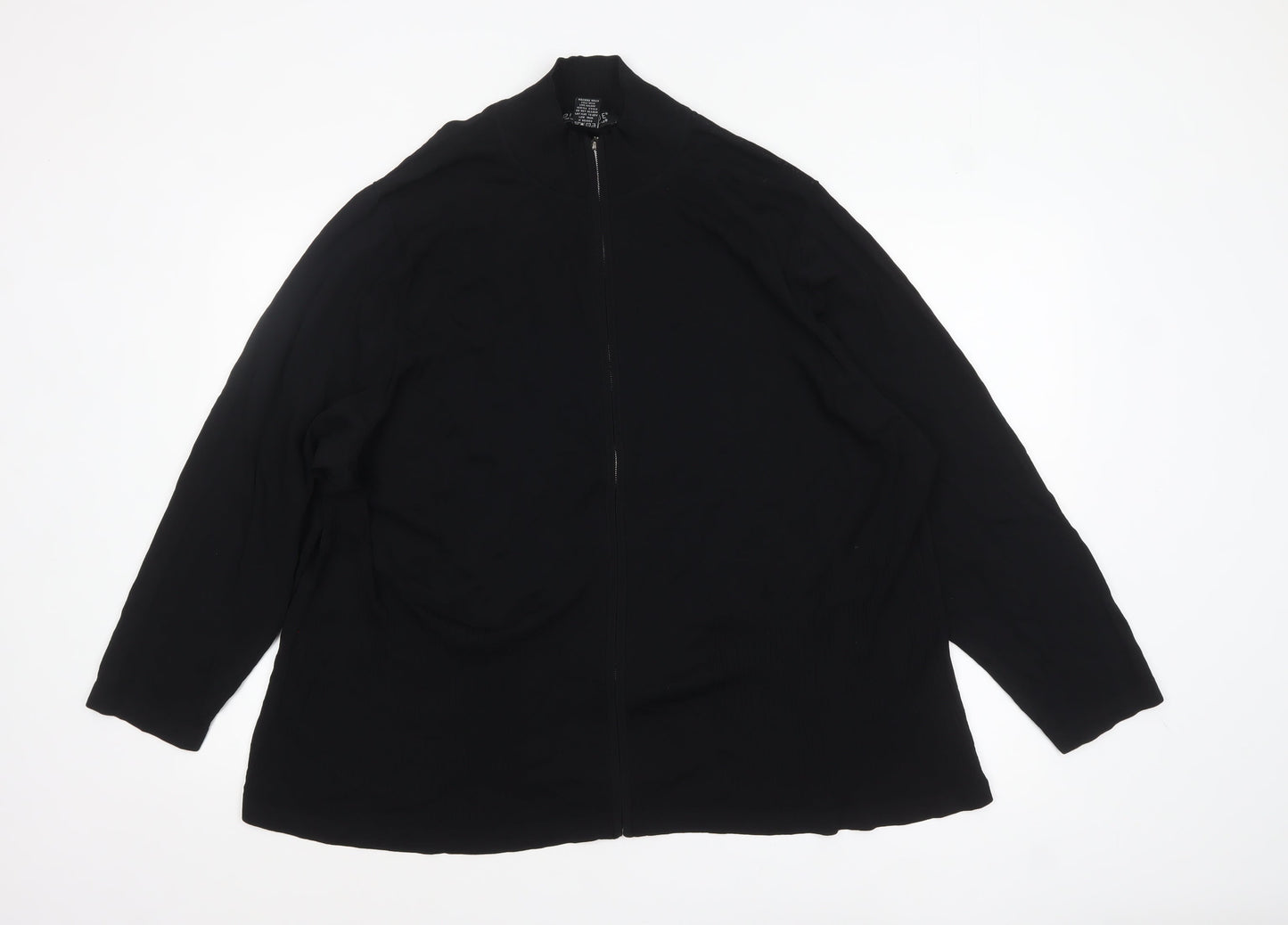 Dialogue Women Black 3XL Full Zip Cardigan in Rayon Blend
