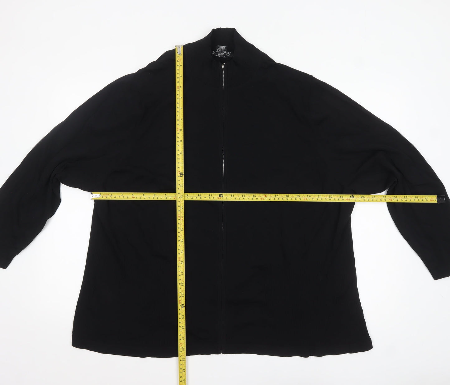 Dialogue Women Black 3XL Full Zip Cardigan in Rayon Blend