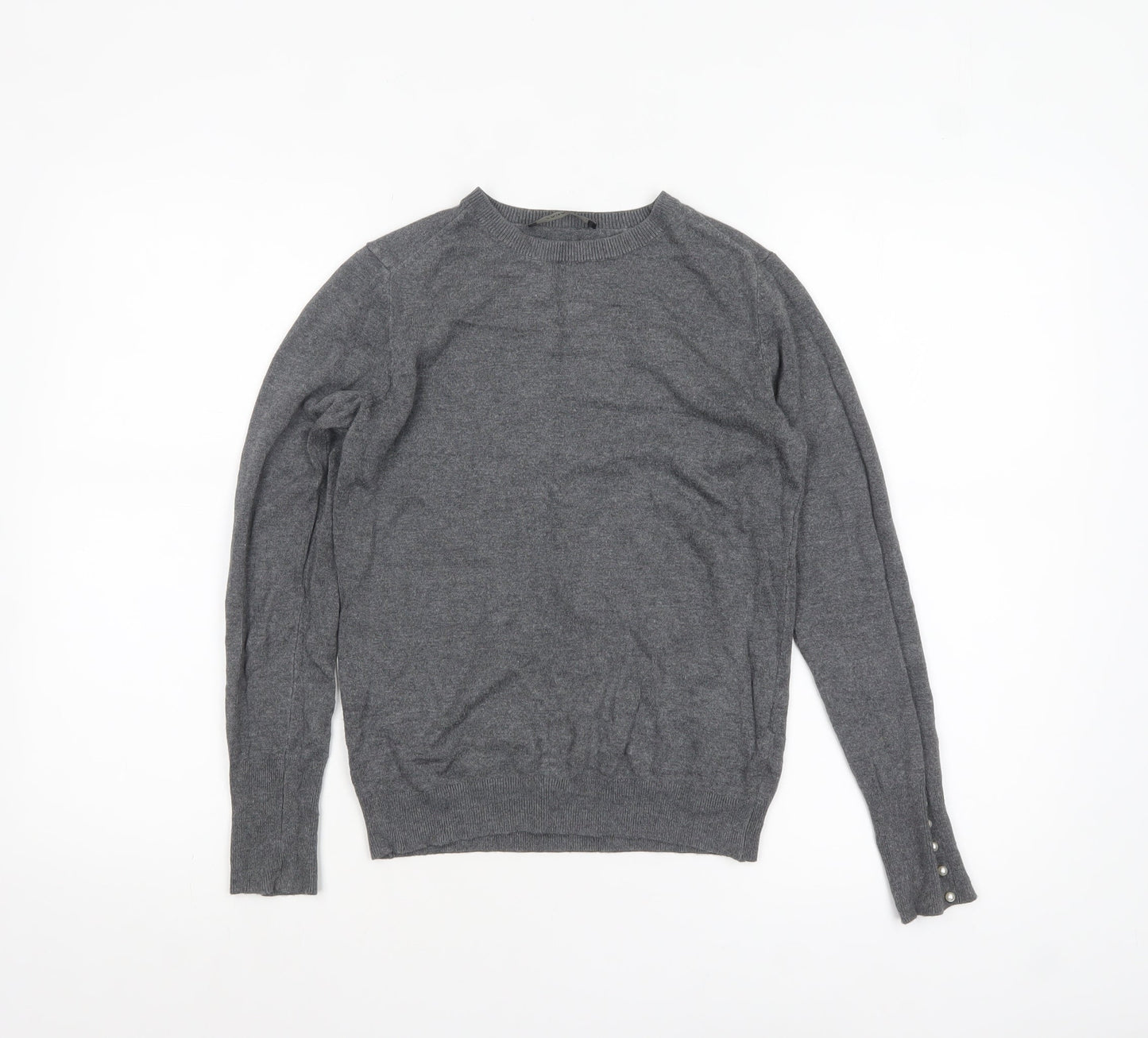 Zara Women Grey Knit Crew Neck Pullover Jumper Size 12