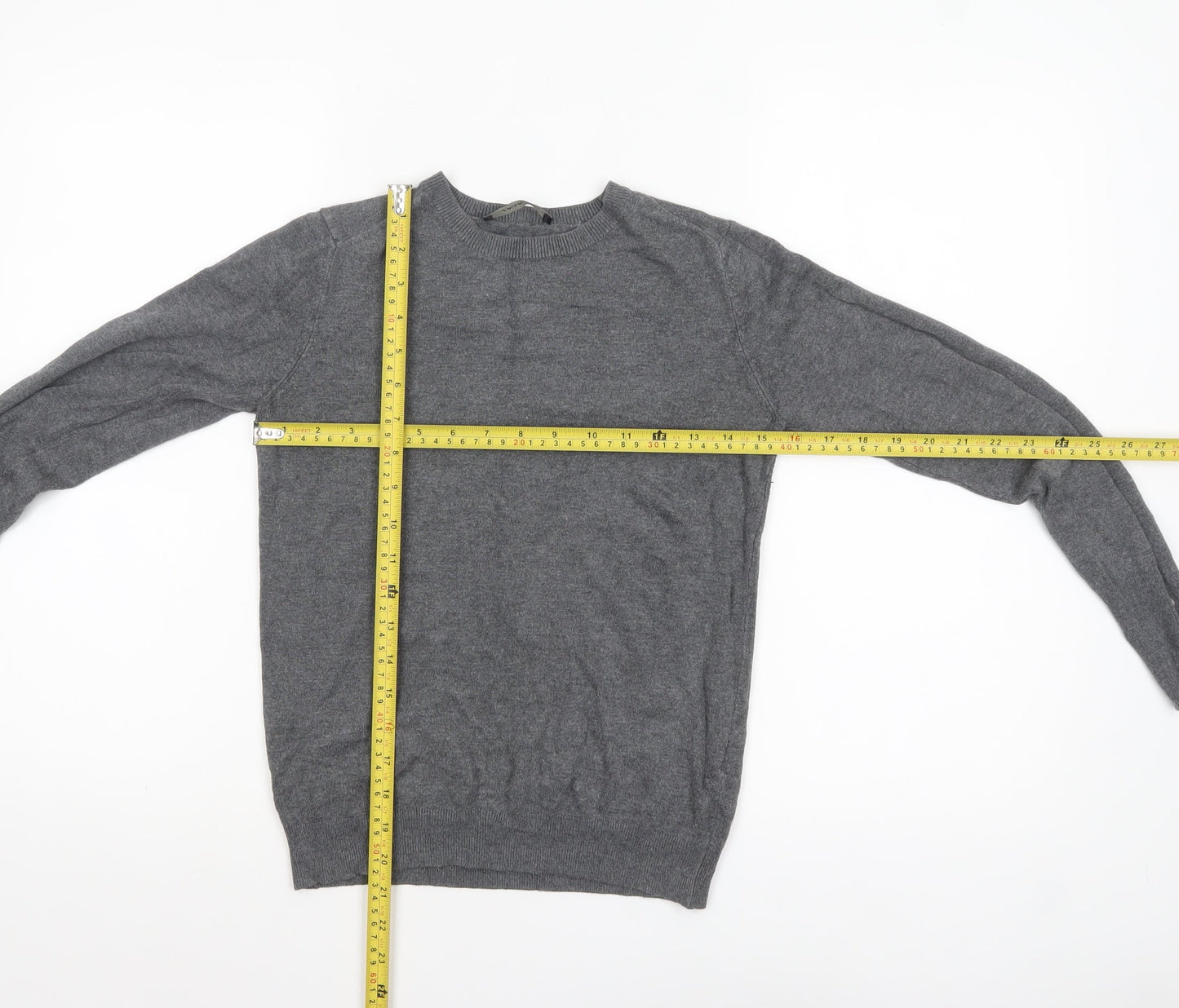 Zara Women Grey Knit Crew Neck Pullover Jumper Size 12