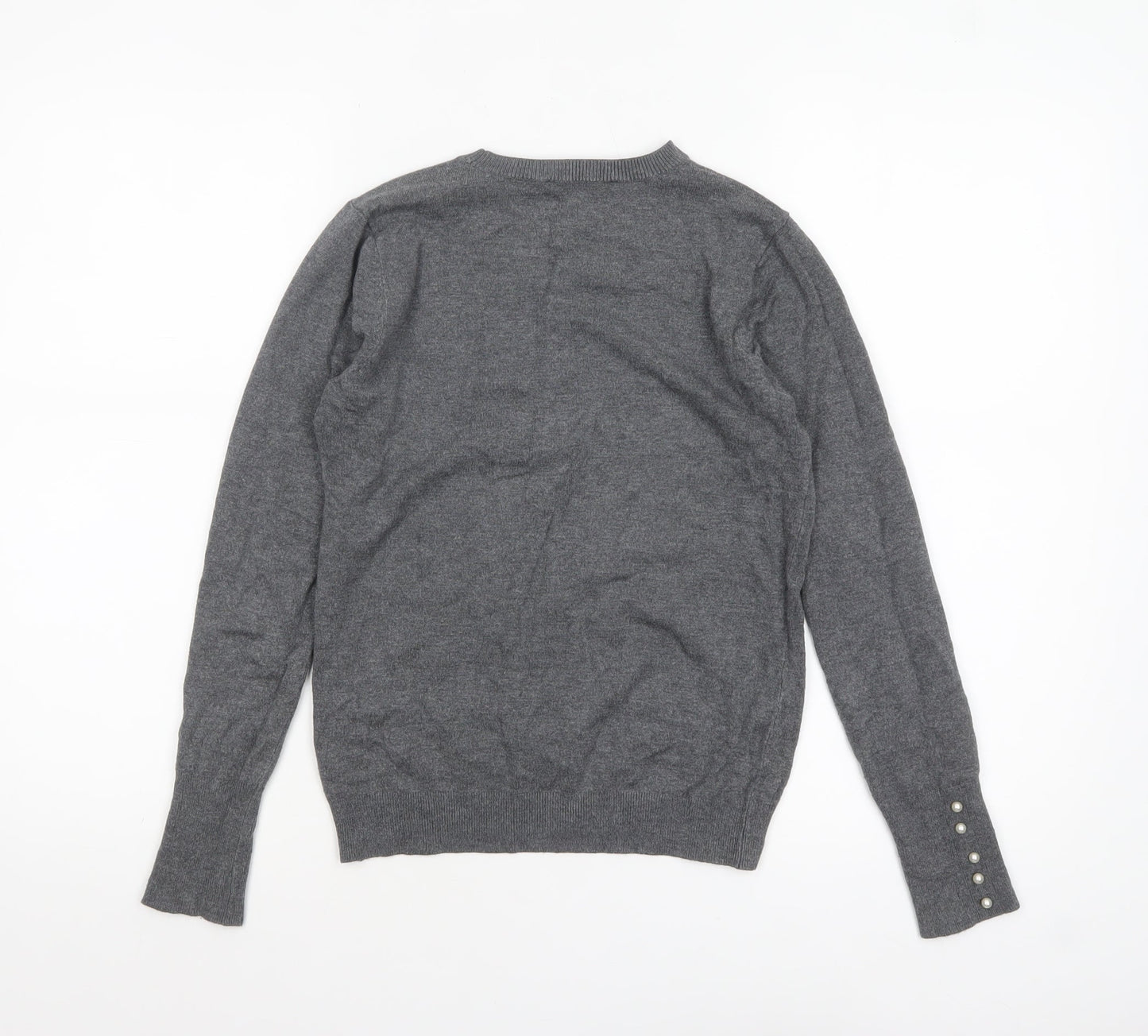 Zara Women Grey Knit Crew Neck Pullover Jumper Size 12