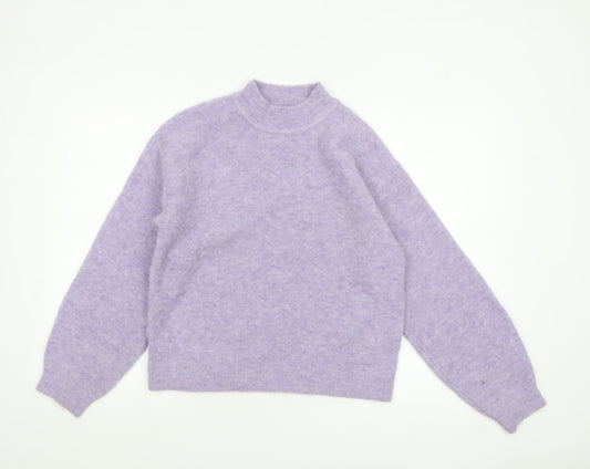 Marks and Spencer Women’s Purple Mock Neck Wool Blend Jumper XS