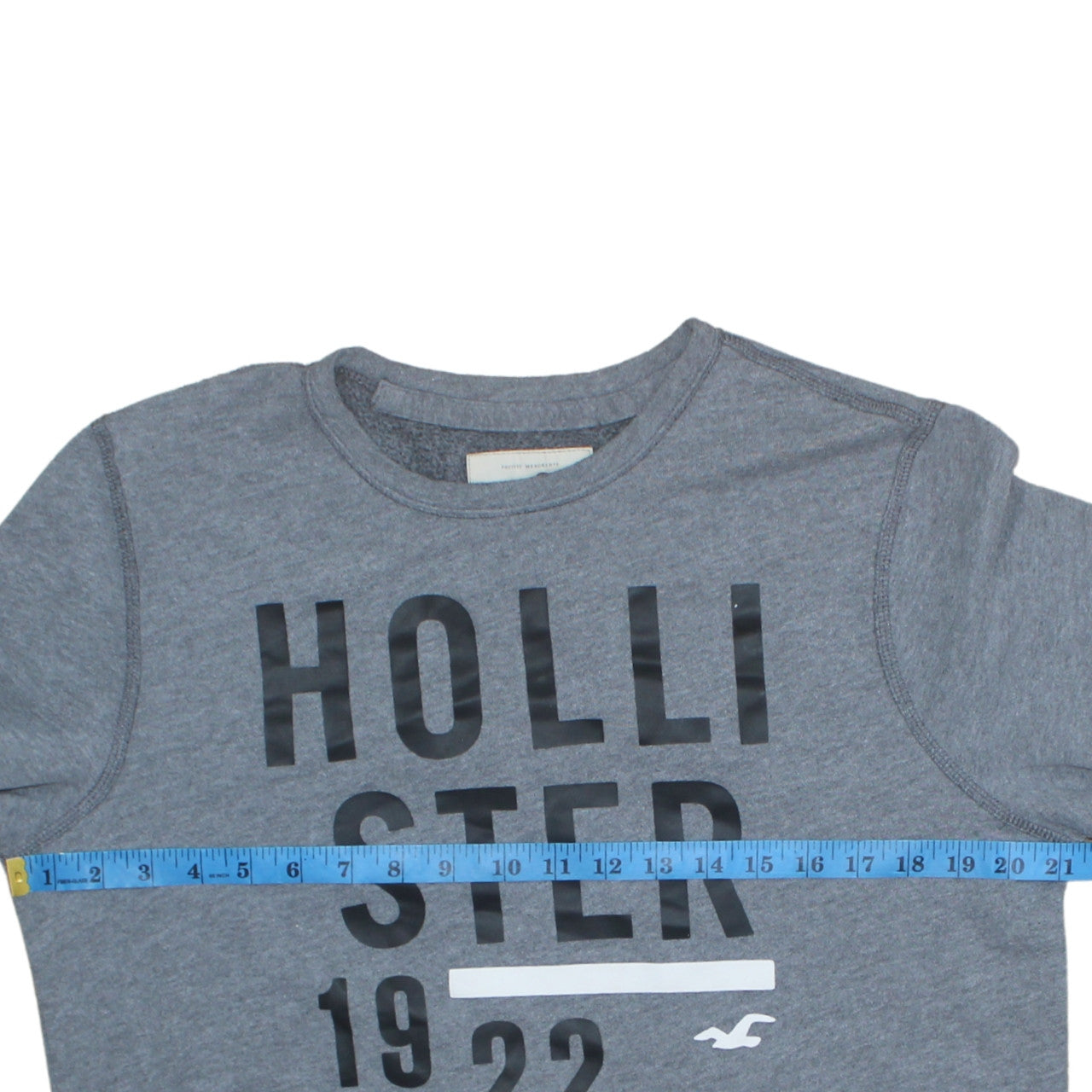 Hollister Men's Grey Logo Pullover Sweatshirt M Crew Neck Graphic Print