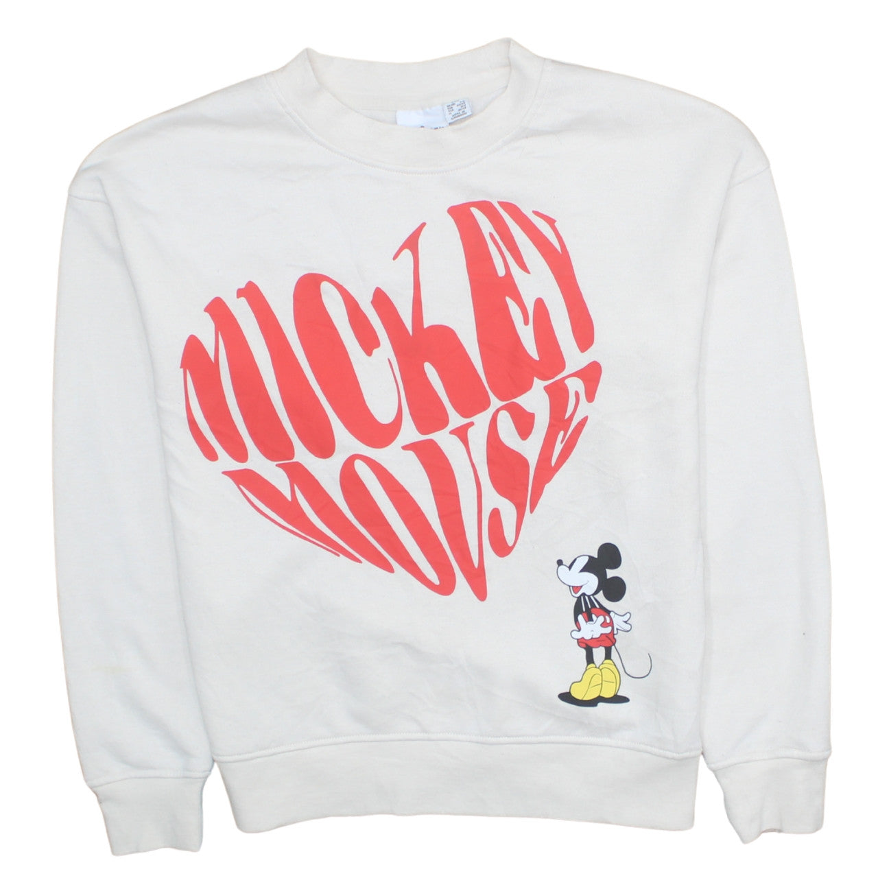Primark Disney Women's White Mickey Mouse Pullover Sweatshirt 2XS