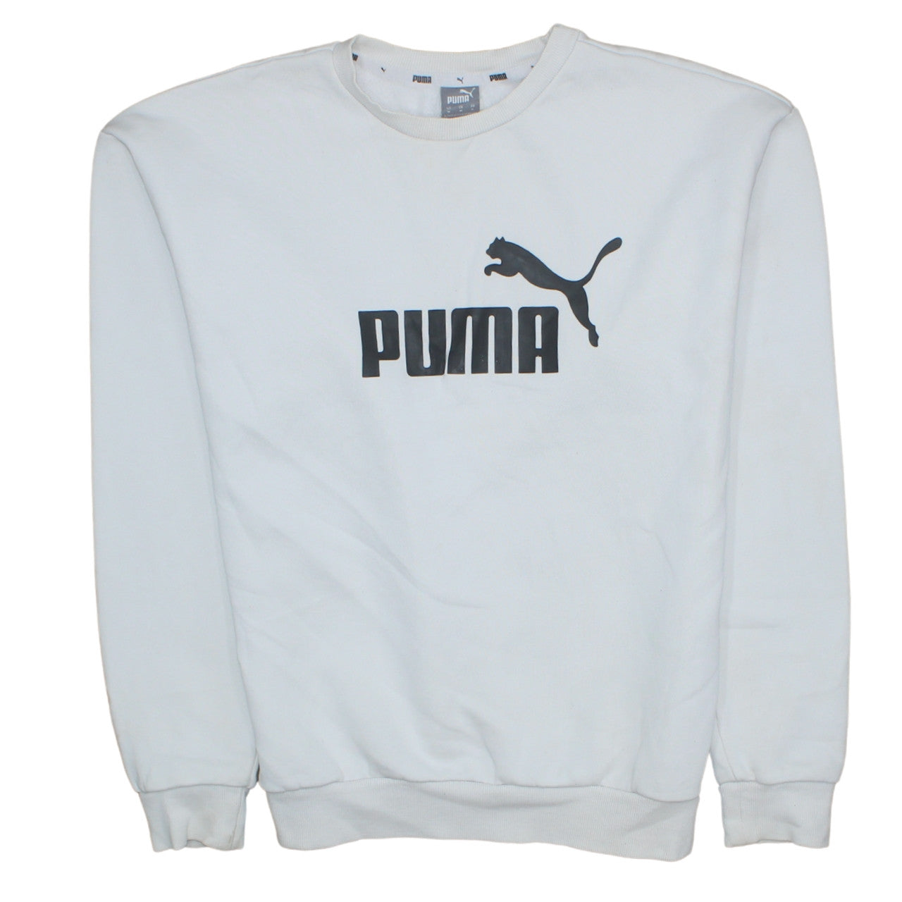 Puma Men's White Logo Pullover Sweatshirt Size M Crew Neck