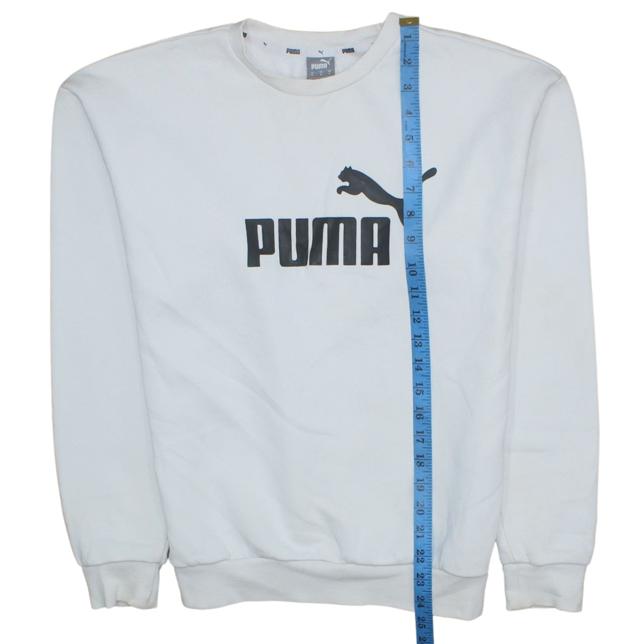 Puma Men's White Logo Pullover Sweatshirt Size M Crew Neck