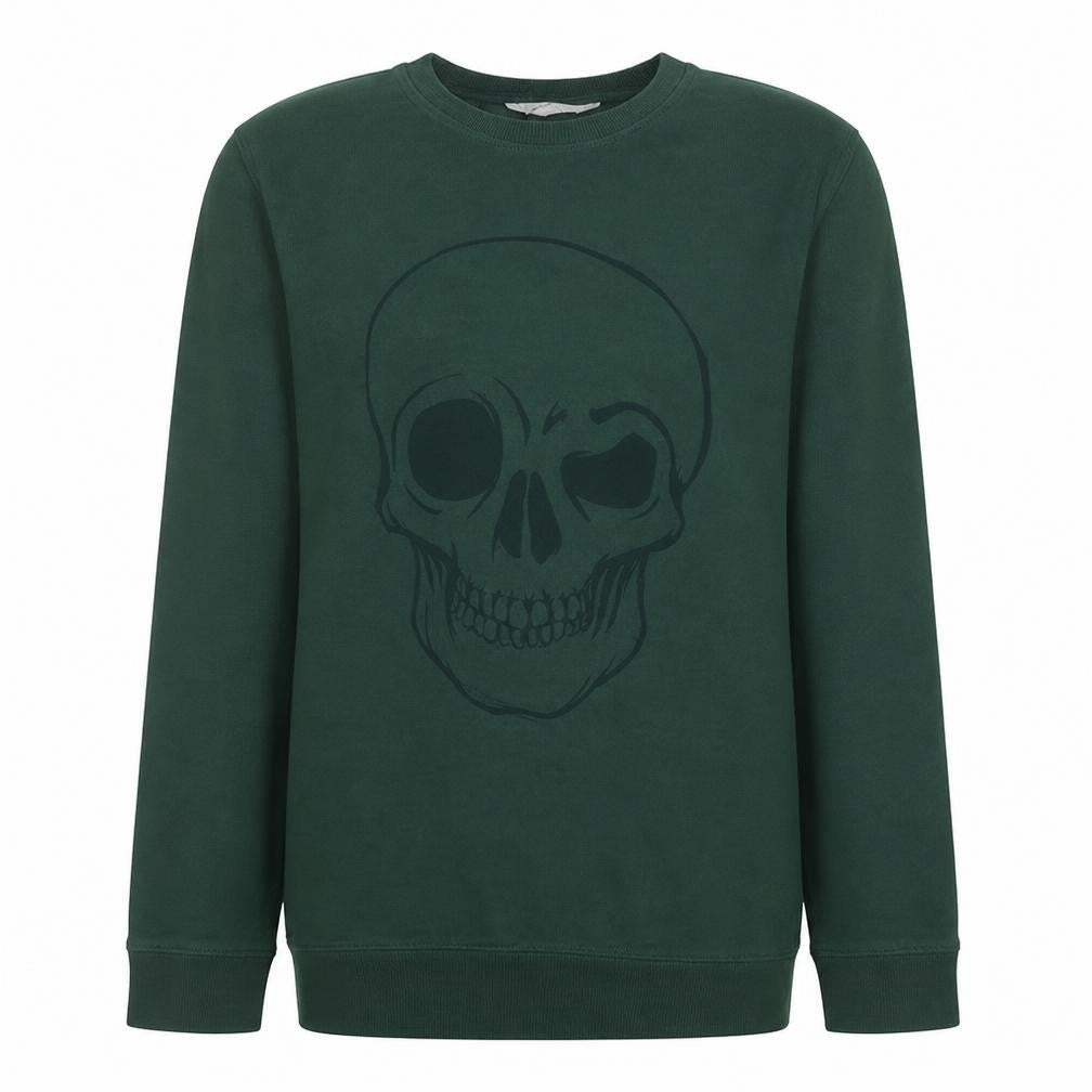 H&M Boys Green Skull Graphic Pullover Sweatshirt 16 Years