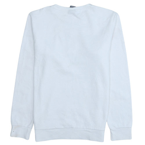 Champion Boys White Fleece Pullover Sweatshirt XL 13-14Y Logo Print Crew Neck