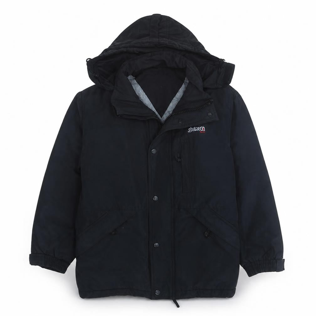 Schott NYC Men's Black Hooded Parka Jacket Size L Waterproof Lined
