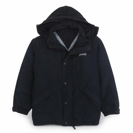 Schott NYC Men's Black Hooded Parka Jacket Size L Waterproof Lined
