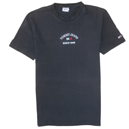 Tommy Jeans Men's Black Cotton Embroidered Logo T-Shirt Size L