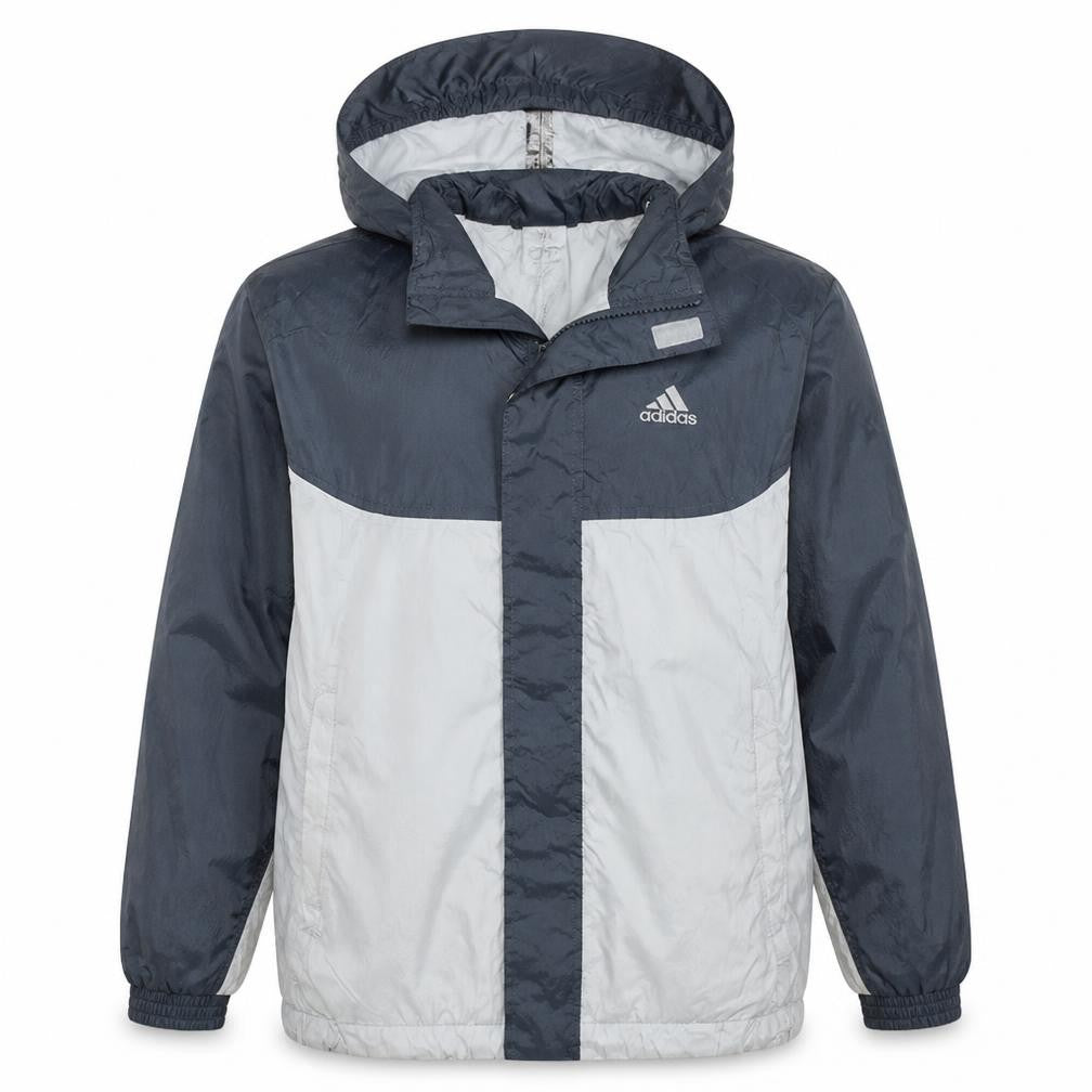 Adidas Mens Grey L Windbreaker Hooded Full Zip Jacket