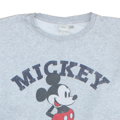 H&M Disney Women Grey Mickey Mouse Pullover Sweatshirt M
