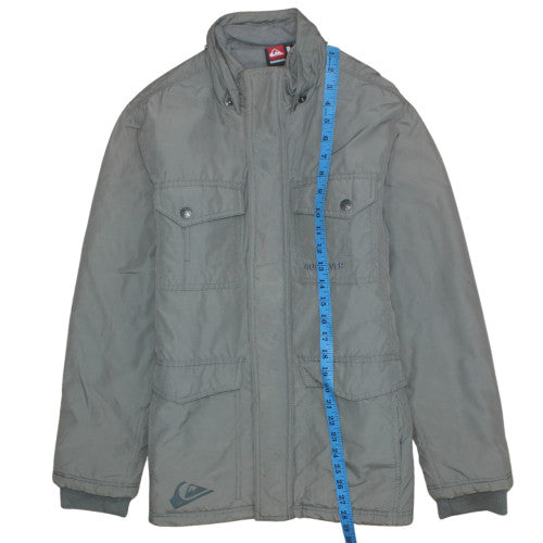 Quiksilver Womens Grey Military Jacket Size 14 Lined Mid-Length