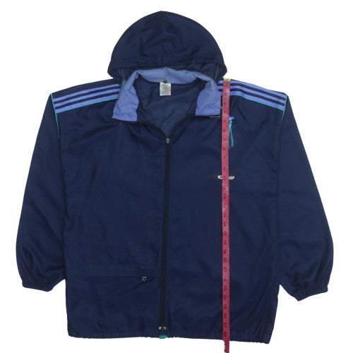 Adidas Men's Blue Medium Windbreaker Hooded Jacket