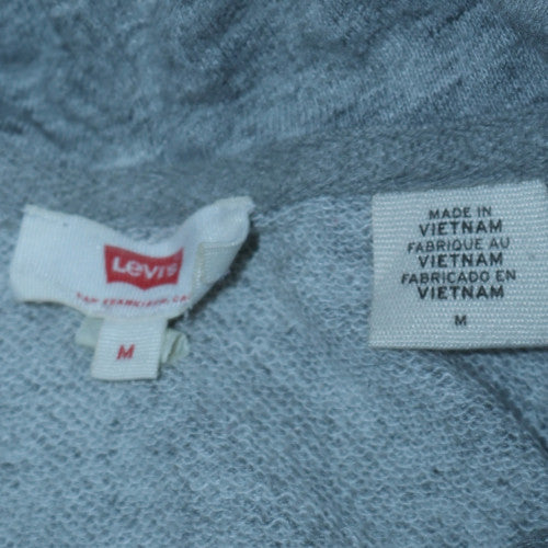 Levi's Men's Grey Pullover Hoodie Medium Logo Fleece Sweatshirt