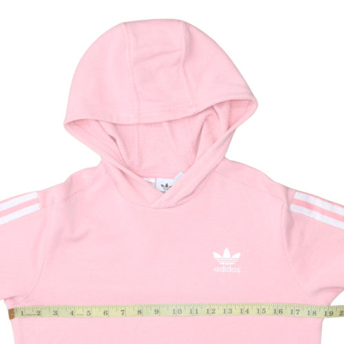 Adidas Girls Pink Hooded Pullover Sweatshirt 12-13 Years Classic Logo