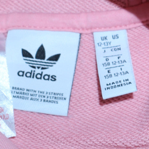 Adidas Girls Pink Hooded Pullover Sweatshirt 12-13 Years Classic Logo