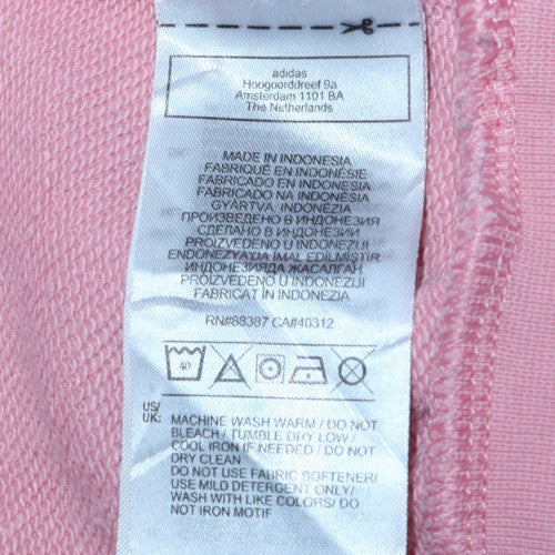 Adidas Girls Pink Hooded Pullover Sweatshirt 12-13 Years Classic Logo