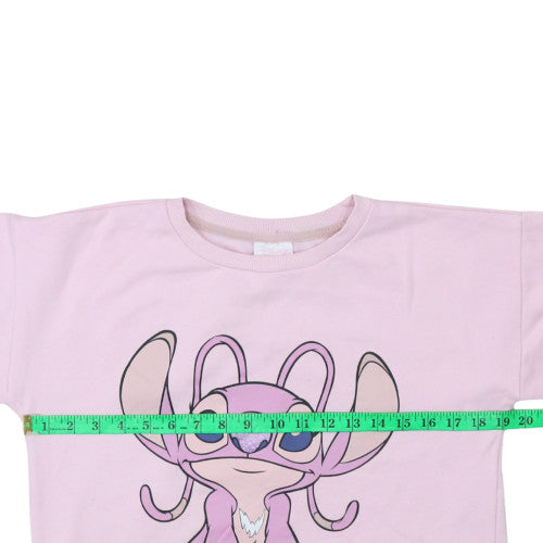 Disney Girls Pink Angel Sweatshirt 14 Years Pullover Crew Neck Cotton Blend