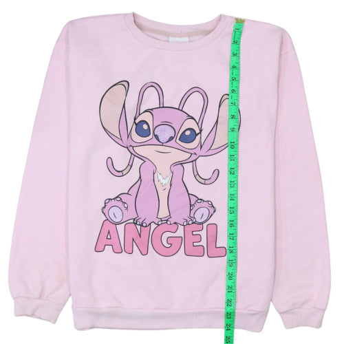 Disney Girls Pink Angel Sweatshirt 14 Years Pullover Crew Neck Cotton Blend