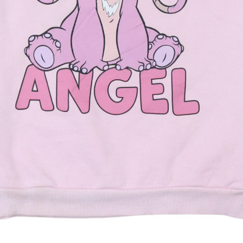 Disney Girls Pink Angel Sweatshirt 14 Years Pullover Crew Neck Cotton Blend