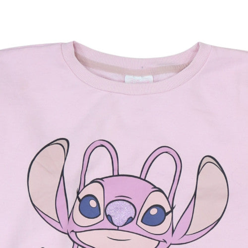 Disney Girls Pink Angel Sweatshirt 14 Years Pullover Crew Neck Cotton Blend