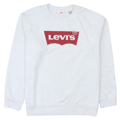 Levi's Men's White Logo Crew Neck Pullover Sweatshirt M