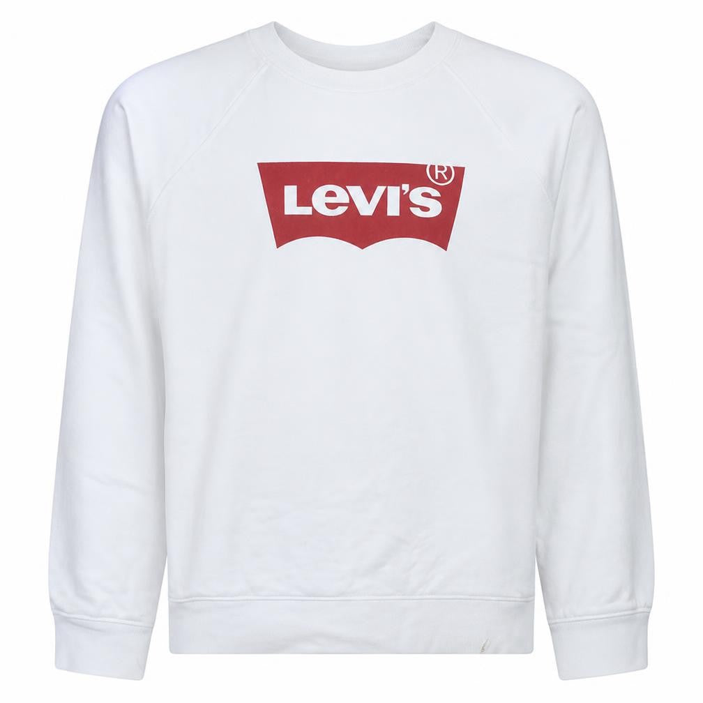 Levi's Men's White Logo Crew Neck Pullover Sweatshirt M