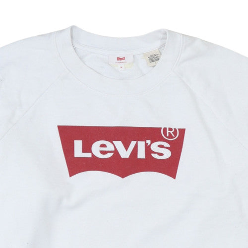 Levi's Men's White Logo Crew Neck Pullover Sweatshirt M