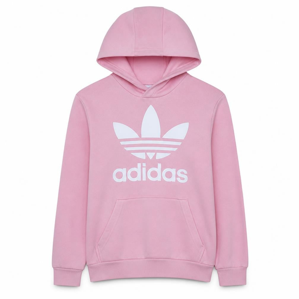 Adidas Girls Pink Hoodie 13-14 Years Pullover Logo Fleece Sweatshirt