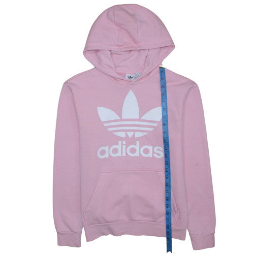 Adidas Girls Pink Hoodie 13-14 Years Pullover Logo Fleece Sweatshirt