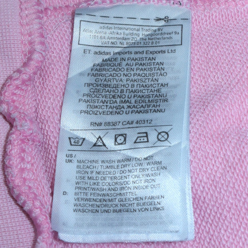 Adidas Girls Pink Hoodie 13-14 Years Pullover Logo Fleece Sweatshirt