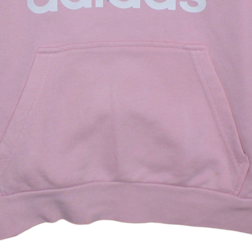 Adidas Girls Pink Hoodie 13-14 Years Pullover Logo Fleece Sweatshirt