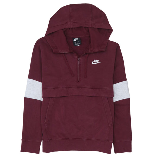 Nike Men's Red Small 1/2 Zip Pullover Hoodie Fleece Sweatshirt