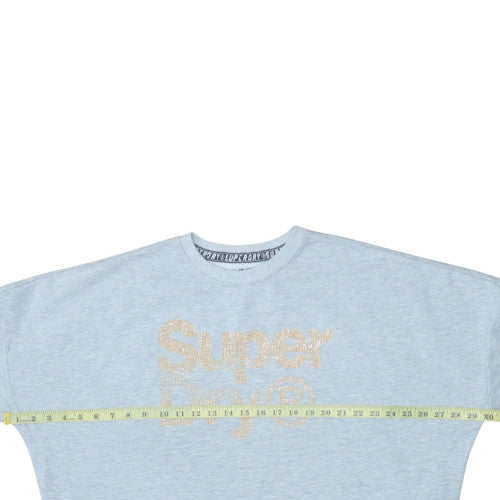 Superdry Womens Light Blue XL Crew Neck Logo Pullover Sweatshirt