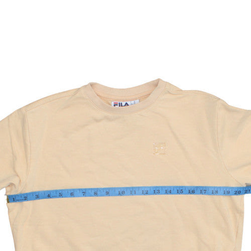 FILA Womens Beige XS Pullover Sweatshirt Crew Neck Cotton Blend